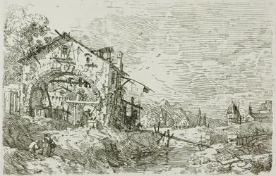 Landschaft mit einer Frau an einem Brunnen, aus Vedute