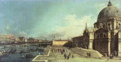 Der Eingang zum Canal Grande, Venedig mit der Kirche Santa Maria della Salute