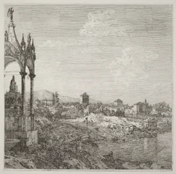 Ansicht einer Stadt mit Bischofsgrab