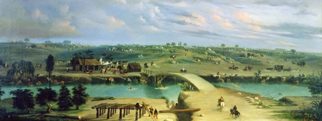 Argentinisches Lager auf der anderen Seite des San-Lorenzo-Flusses, Argentinien