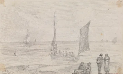 Eine Gruppe geht in der Nähe des Strandes von Brighton, 18. September 1815