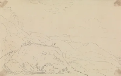 Skizze von Klippen und Hügeln nahe der Küste