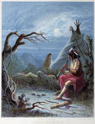 Inder spielt eine Flöte - in „The iris: an illuminated souvenir for 1802“, gezeichnet von Capt Eastman, hrsg. von Hart, Philadelphia