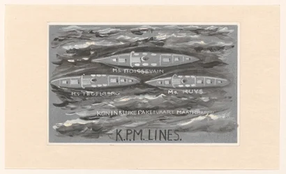 Entwurf für Vignette der Koninklijke Paketvaart Maatschappij, K.P.M. Lines