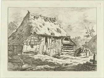 Paar bei einer Bauernscheune