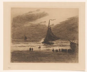 Ankommendes Fischerboot am Strand