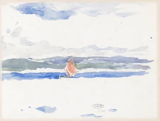 Blick auf das Meer mit Boot (?)