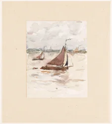 Segelnde Fischerboote auf der Schelde