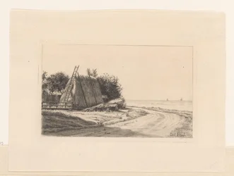 Heuschober an einem Feldweg