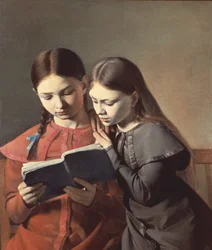 Die Schwestern des Künstlers Signe und Henriette lesen ein Buch, 1826