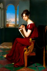 Porträt einer jungen Frau mit Zeichenutensilien (1816)