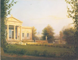 Blick von der Veranda des Schlosses Charlottenhof