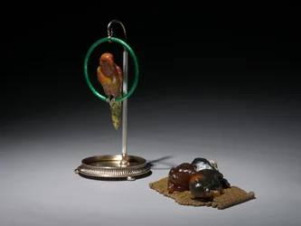 Welpen auf einer Matte, späte 1800er-frühe 1900er Jahre