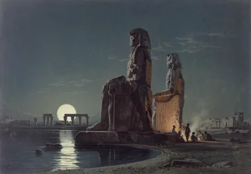 Die Kolosse von Memnon, Theben, eine von 24 Illustrationen von G.W. Seitz, gedruckt ca. 1872