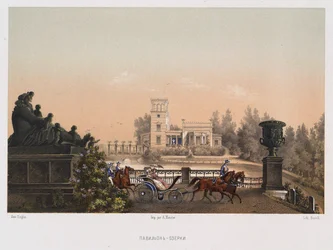 Der rosa Pavillon Ozerki-Pavillon im Peterhof-Park, 1853