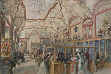 Die Marmorsaal der Ambraser Galerie im Unteren Belvedere, Wien, 1876