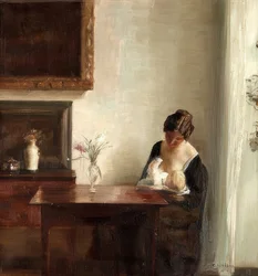 Interieur mit Mutter und Kind