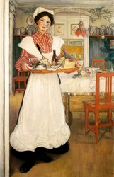 Martina bringt Frühstück auf einem Tablett