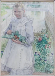 Mein kleines Mädchen mit Erdbeeren