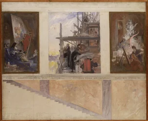 Zweiter Entwurf für die Ausgestaltung der Wände in der unteren Halle des Nationalmuseum