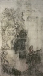 Die Kunst der Bildhauerei: Carl Michael Bellman in Sergels Atelier. Karton für das Fresko in der unteren Halle des NM