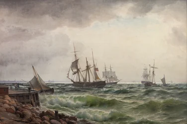 Schiffe an Land nach einem Regenschauer