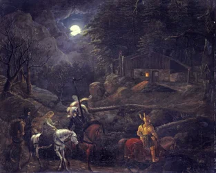 Ritter vor der Köhlerhütte
