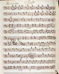 Seite der musikalischen Partitur des Konzerts in D-Dur von Karl Philipp Stamitz