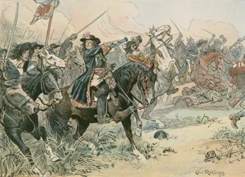 Friedrich Wilhelm, der Große Kurfürst (1620-1688), in der Schlacht von Fehrbellin 1675