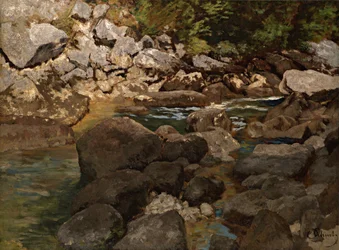Gebirgsbach mit Felsen, 1888-1889