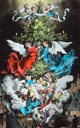 Himmlischer Weihnachtsbaum, Illustration von Fritz Richter, Bilddatum: ca. 1930