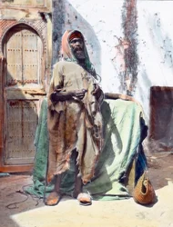 Marokko, blinder Bettler in Tanger, Bilddatum: ca. 1910. Carl Simon Archiv