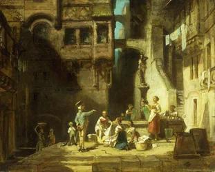 Wäscherinnen am Brunnen, ca. 1860