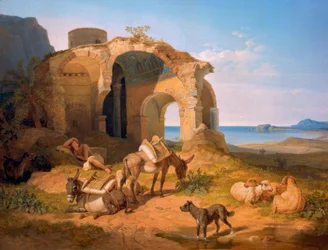 Landschaft mit der Ruine einer byzantinischen Kirche