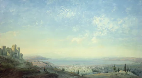 Smyrna von der Zitadelle auf dem Berg Pagus, die Cesme-Halbinsel und die Gärten von Bornora mit der Küste von Phocaea, 1839