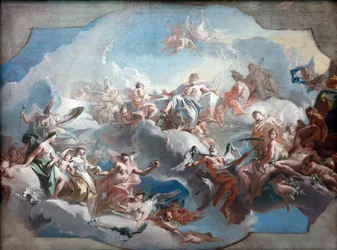 Der Aufbruch der Göttinnen Juno, Venus und Minerva, geleitet von Merkur, zum Parisurteil