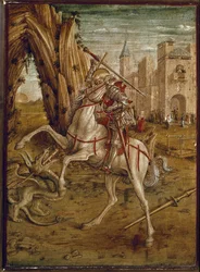 Der heilige Georg tötet den Drachen (Predelle von Pala Odoni)