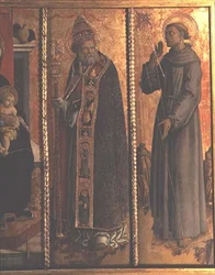 St. Sylvester und St. Franziskus, Detail aus dem San Silvestro Polyptychon