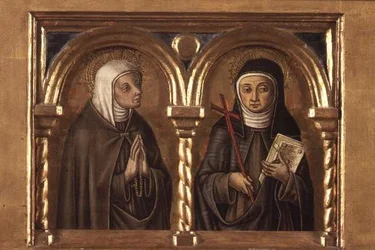Unidentifizierte Frau und St. Klara von Assisi (Predella-Panel) (Detail)