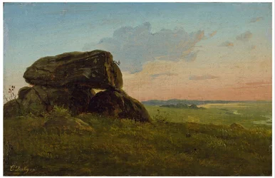 Abendlandschaft mit einem Dolmen. Studie.