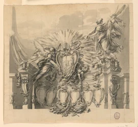 Entwurf für die Dekoration der Fassade von St. Peter, Rom, zur Heiligsprechung von Giuseppe da Copertino und Jeanne-Françoise de Chantal