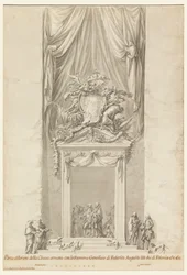 Türöffnung von San Salvatore in Lauro mit Dekoration für das Begräbnis von König Friedrich August III. von Polen, Rom, Italien