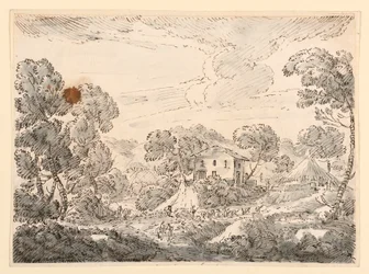 Zeichnung, Eine Bauernwohnung in waldreicher Gegend, 1750–1770
