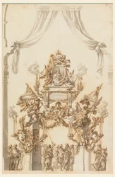 Zeichnung, Entwurf für einen Katafalk für Charles Emanuel III. von Sardinien, 1773