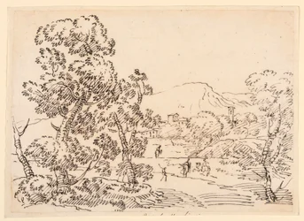 Zeichnung, bewaldete Landschaft, 1750–1770