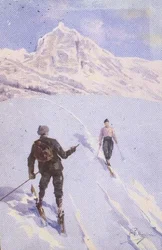 Skifahrer auf dem Mt. Rose, Schweiz