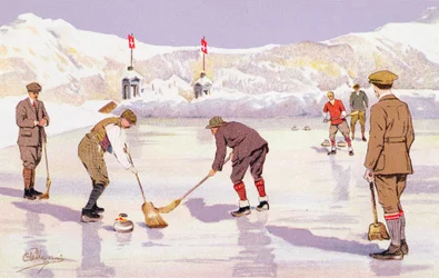 Die Curlingbahn (Farblitho)