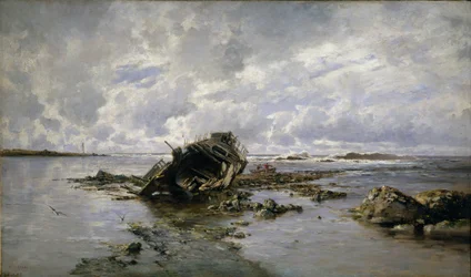 Ein gestrandetes Schiff