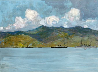 Unsere Kriegsschiffe vor der Küste nahe Santiago de Cuba, 3. Juni 1898