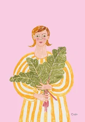 Frau mit frischem Grün
